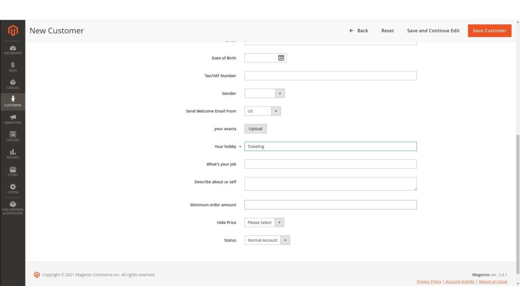 set minimum order amount for one customer