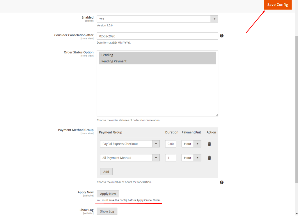 auto cancer order configuration