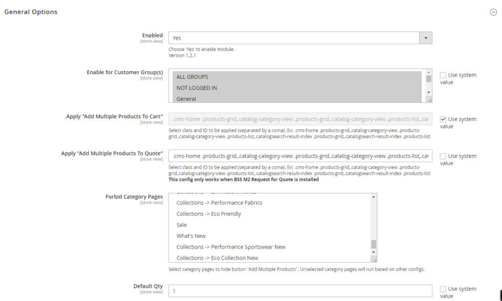 general config add multiple product to cart