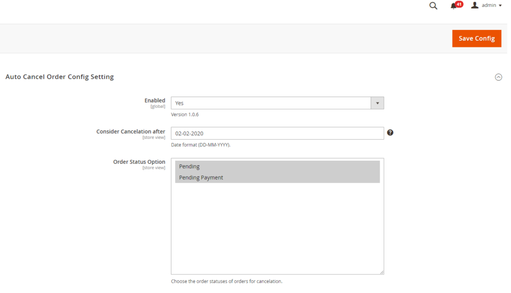 Auto Cancel Order Config Setting