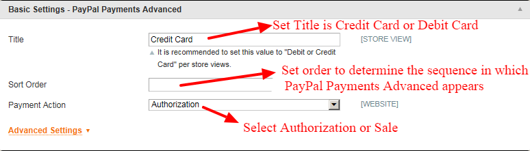 Paypal credit basic settings