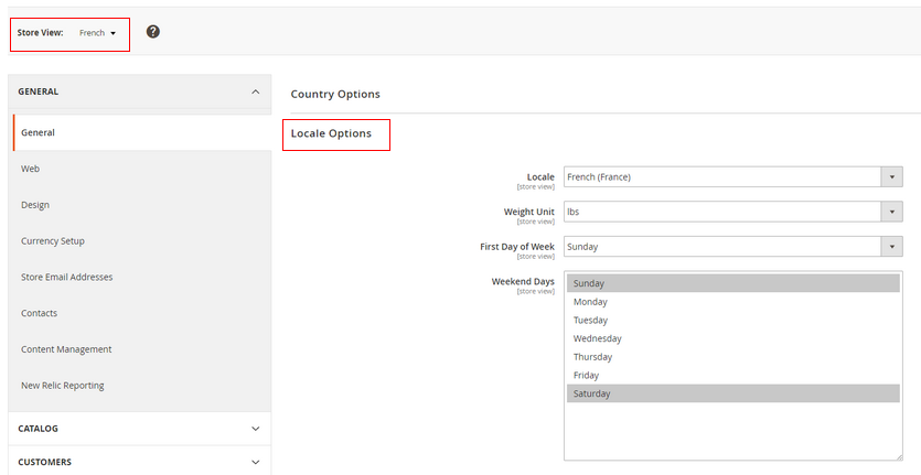 magento 2 set locale option for store view