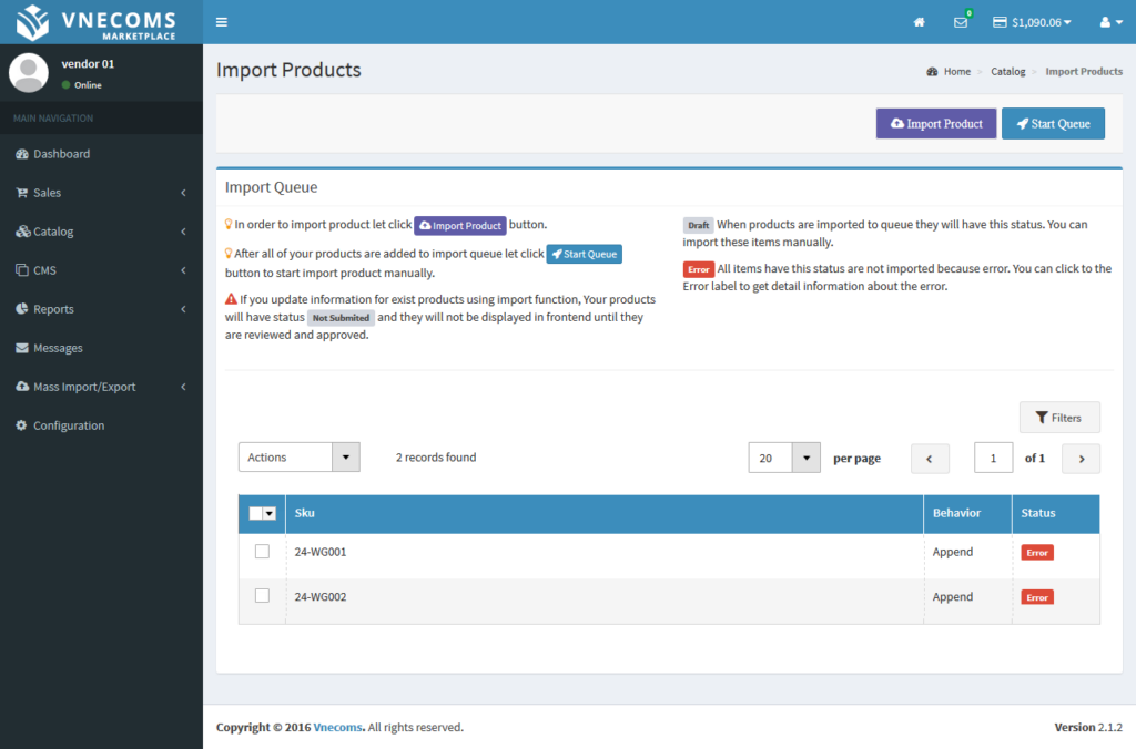 vnecoms-import-export-products-extension