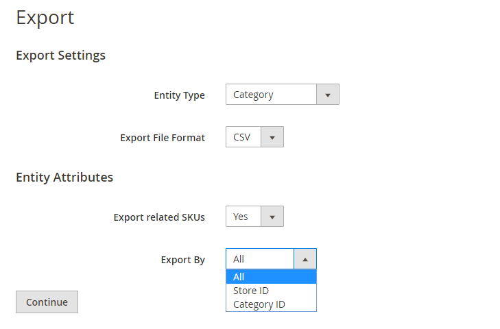 magento-2-import-export-categories-extension-export-setting
