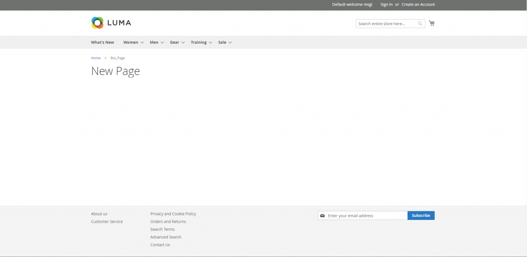 magento 2 cms page new page result