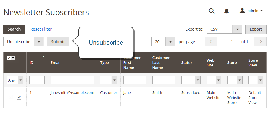 Manage newsletter subscribers