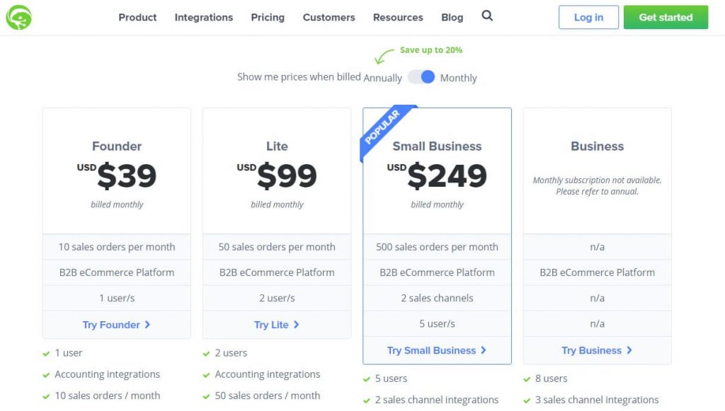 b2b ecommerce platform comparison-tradegecko pricing