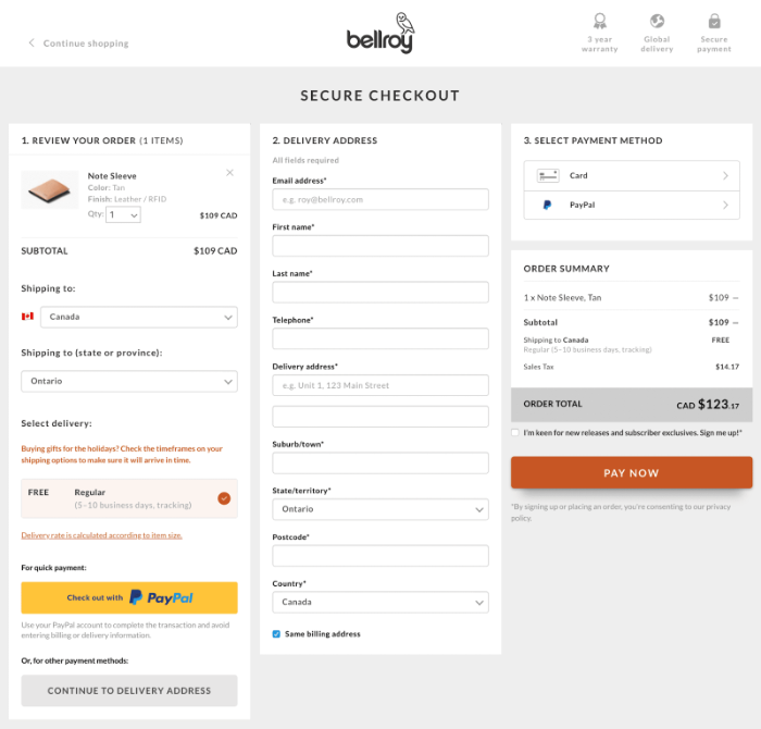 Bellroy-checkout-example