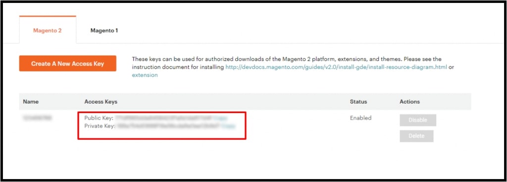 install Magento 2 extensions: get access keys