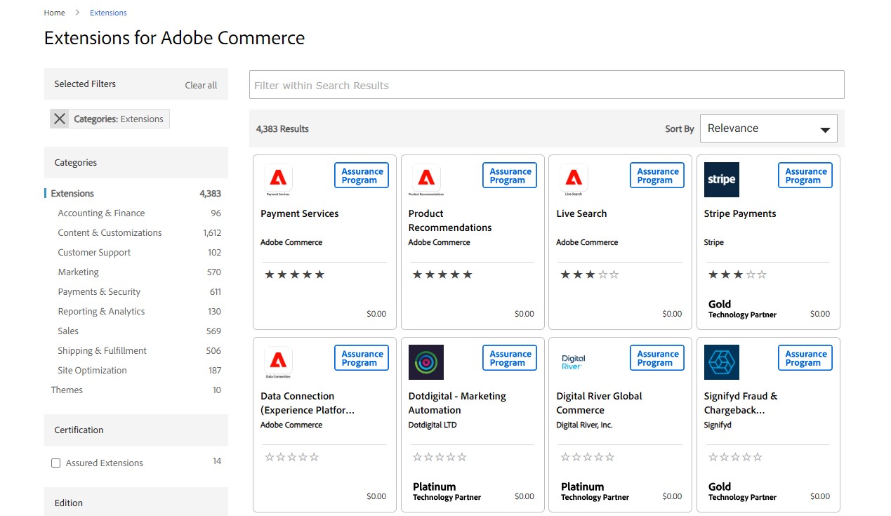 Magento vs WooCommerce - Extensions for Adobe Commerce