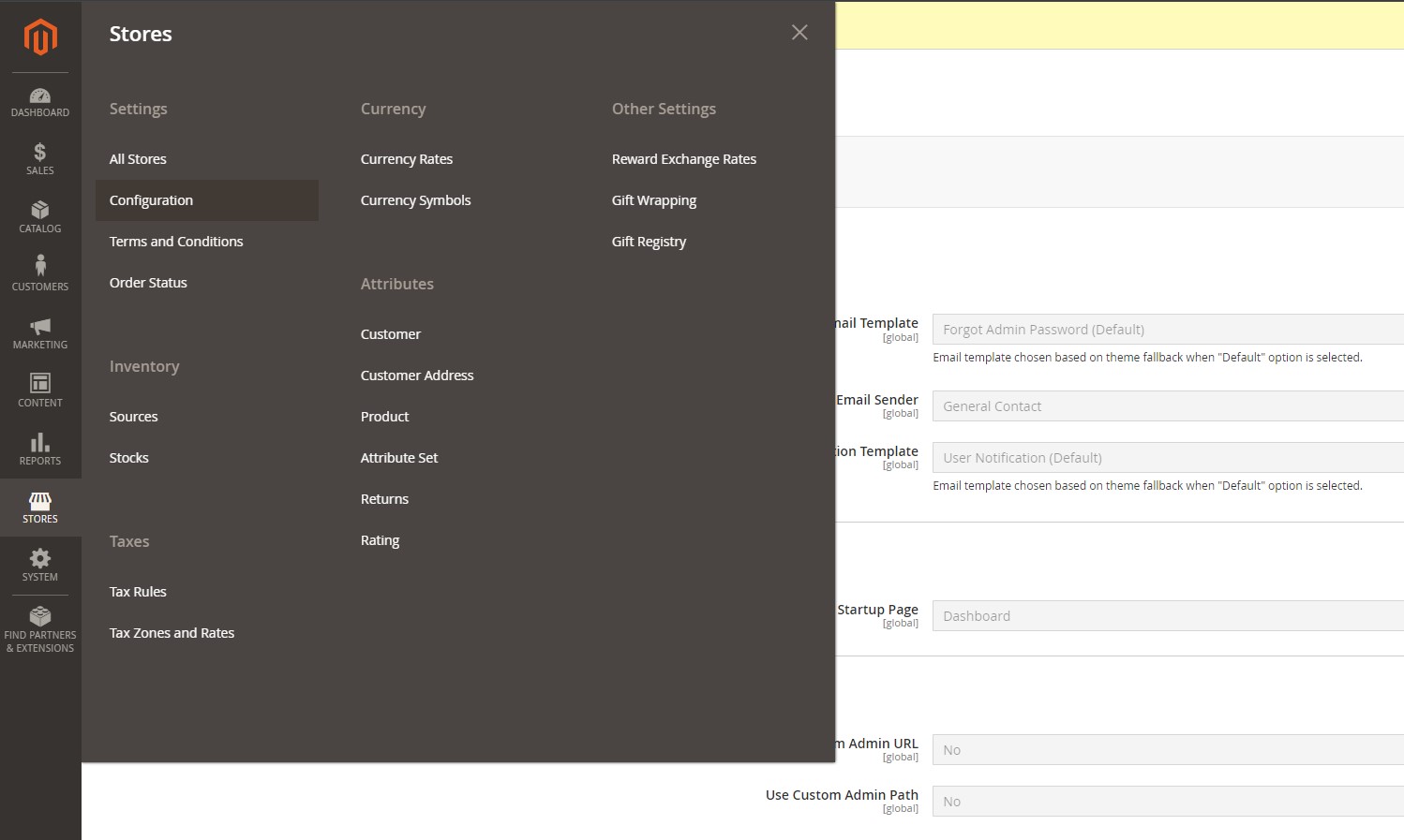 store configuration