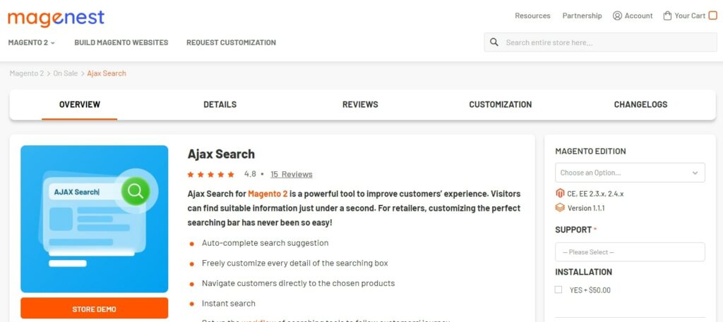 Ajax Search for Magento 2 by Magenest