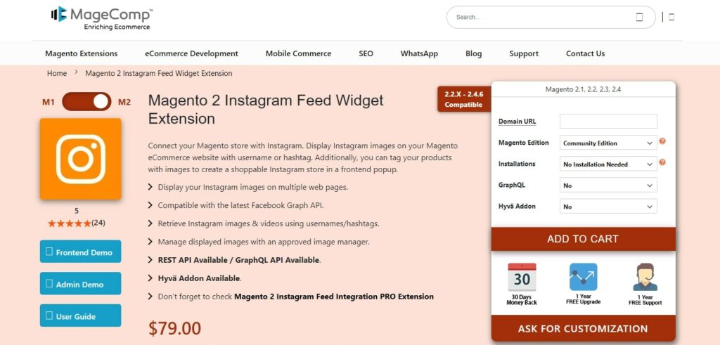 Magento 2 Instagram Feed Widget Extension by MageComp