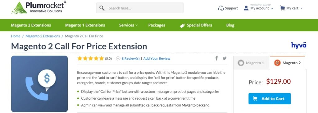 Magento 2 Call For Price Extension by Plumrocket