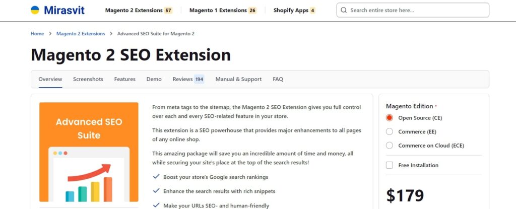 Magento 2 SEO Extension Mirasvit