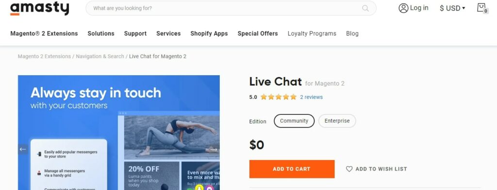 Live Chat for Magento 2 free Amasty