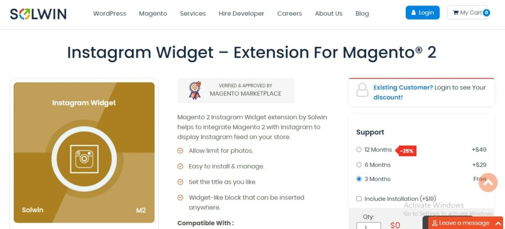 Free Instagram widget extension Magento 2