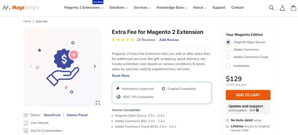 Magento 2 Extra Fee Extension MageDelight