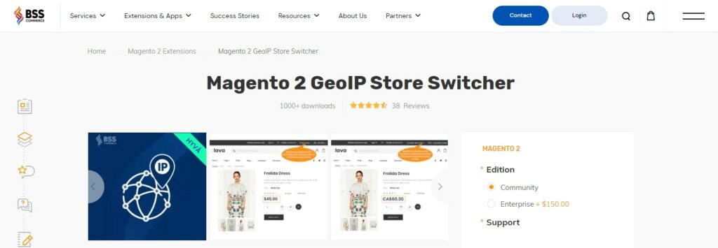 Magento 2 GeoIP Store Switcher BSS Commerce