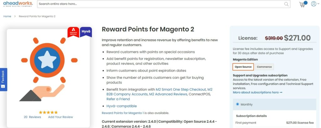 Reward Points for Magento 2 by Aheadworks