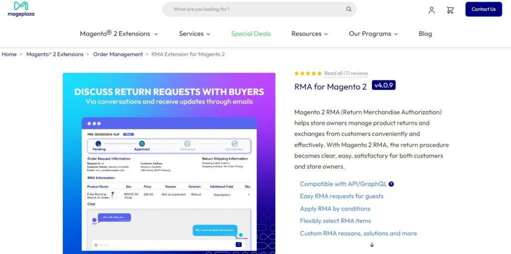 Magento 2 RMA extension Mageplaza