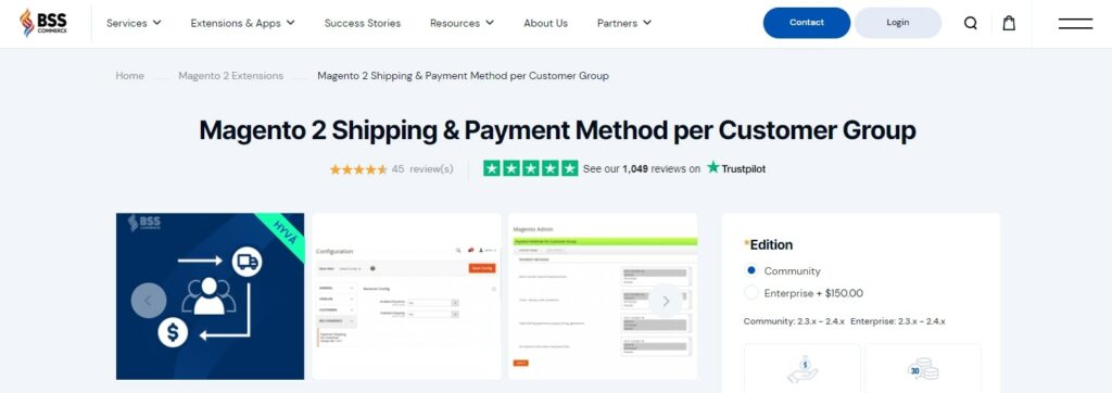 Magento 2 Shipping & Payment Method BSS Commerce