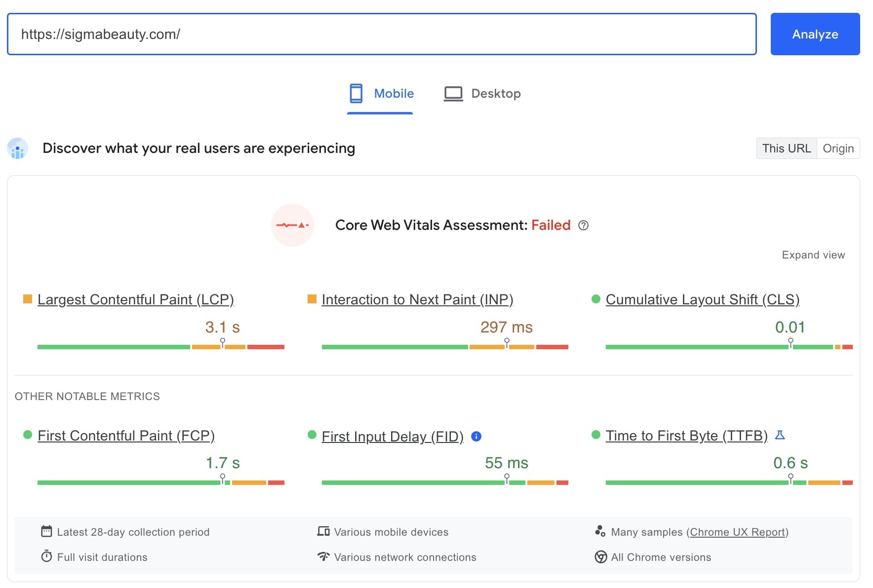 Evaluate the performance of magento website