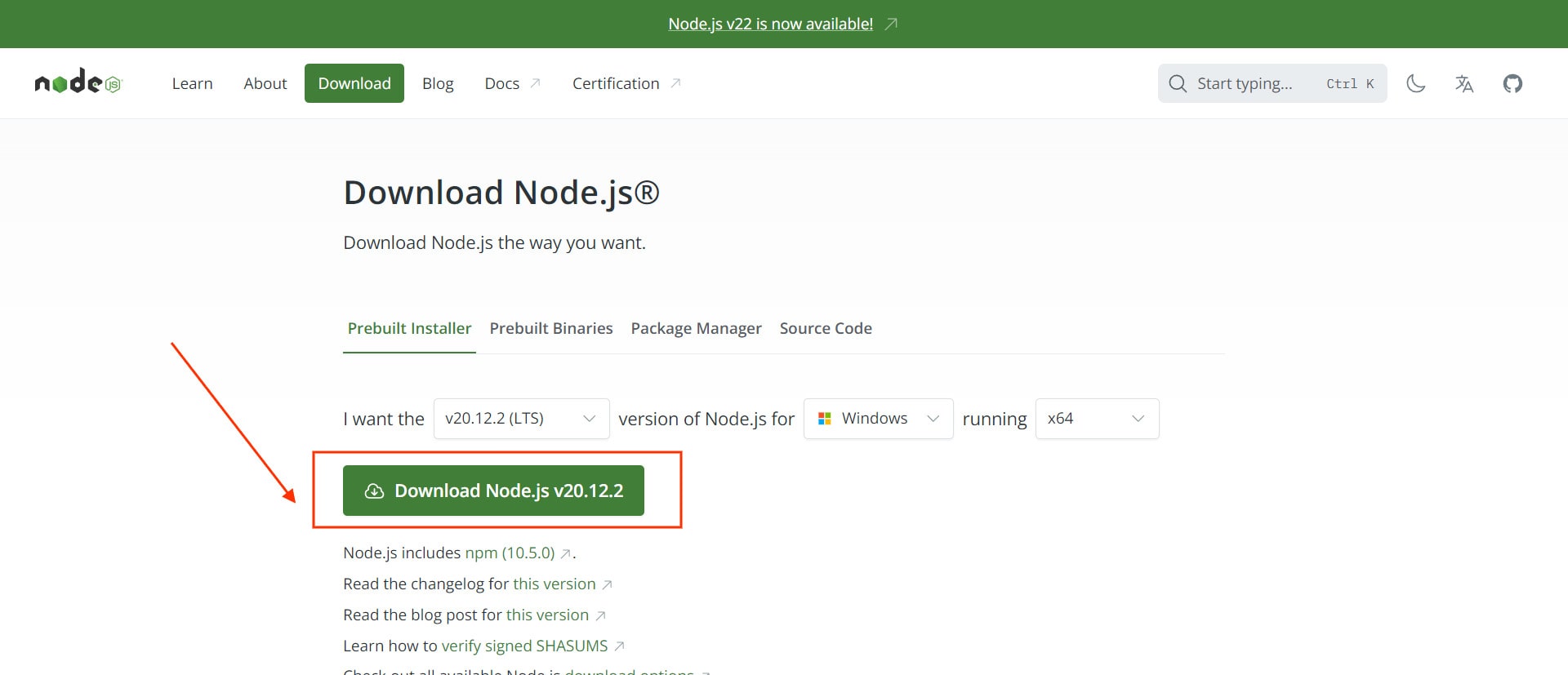 Download Node JS