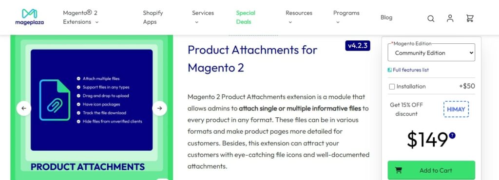 Product Attachments for Magento 2 by Mageplaza