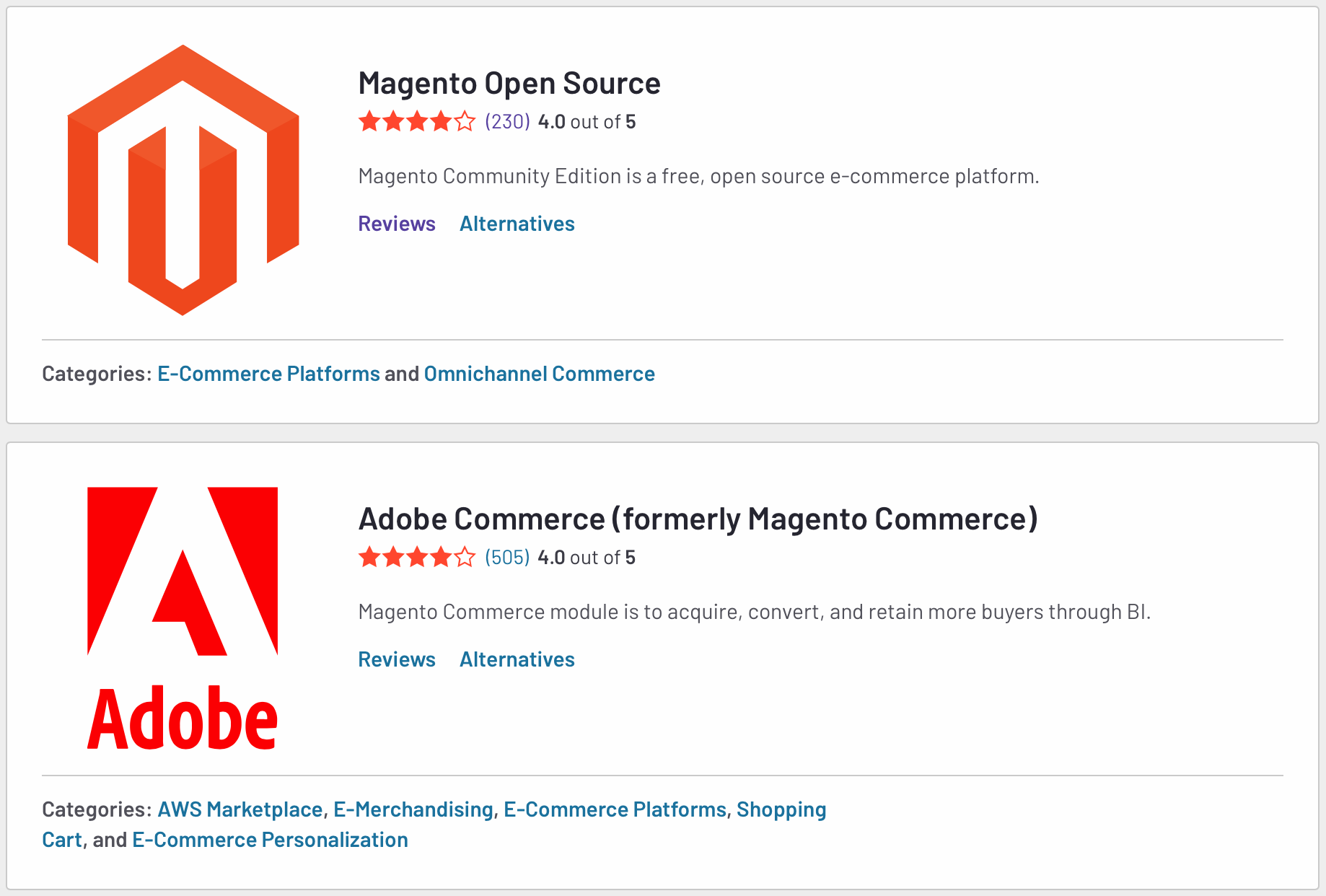 Customer reviews about Magento on G2