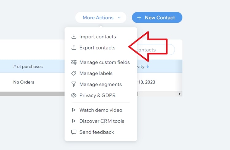 Exporting Contacts from Wix