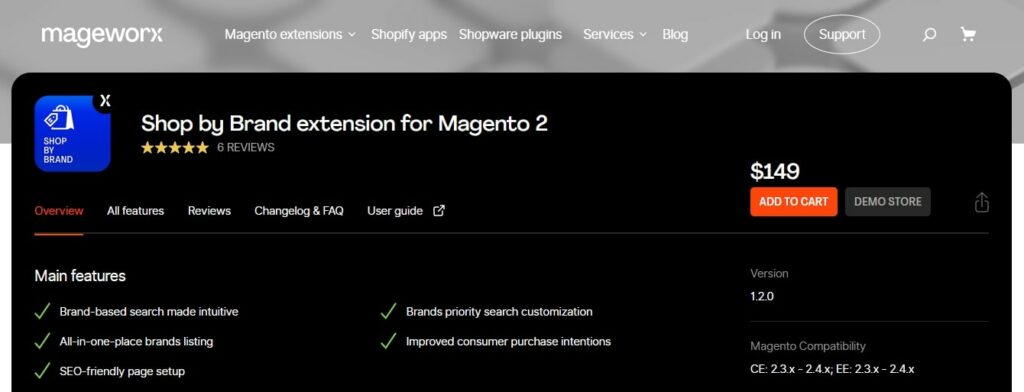 Shop by Brand extension for Magento 2 Mageworx