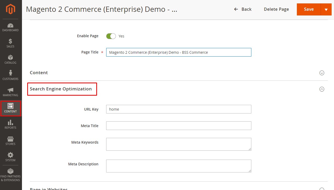 Optimize Magento metadata for pages