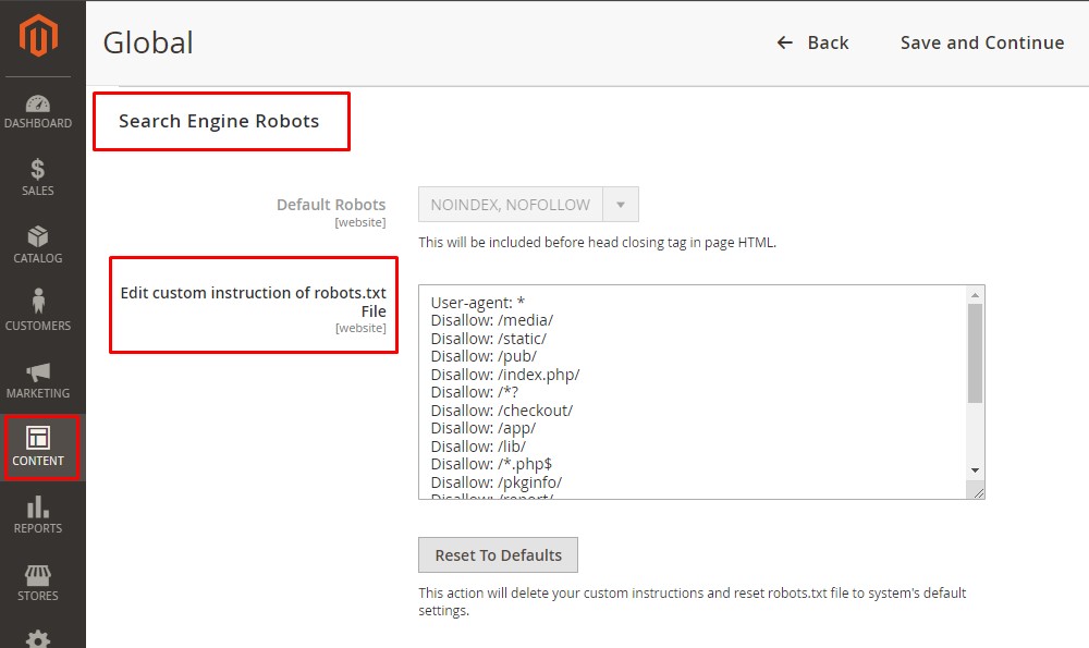 custom instruction of robots.txt file