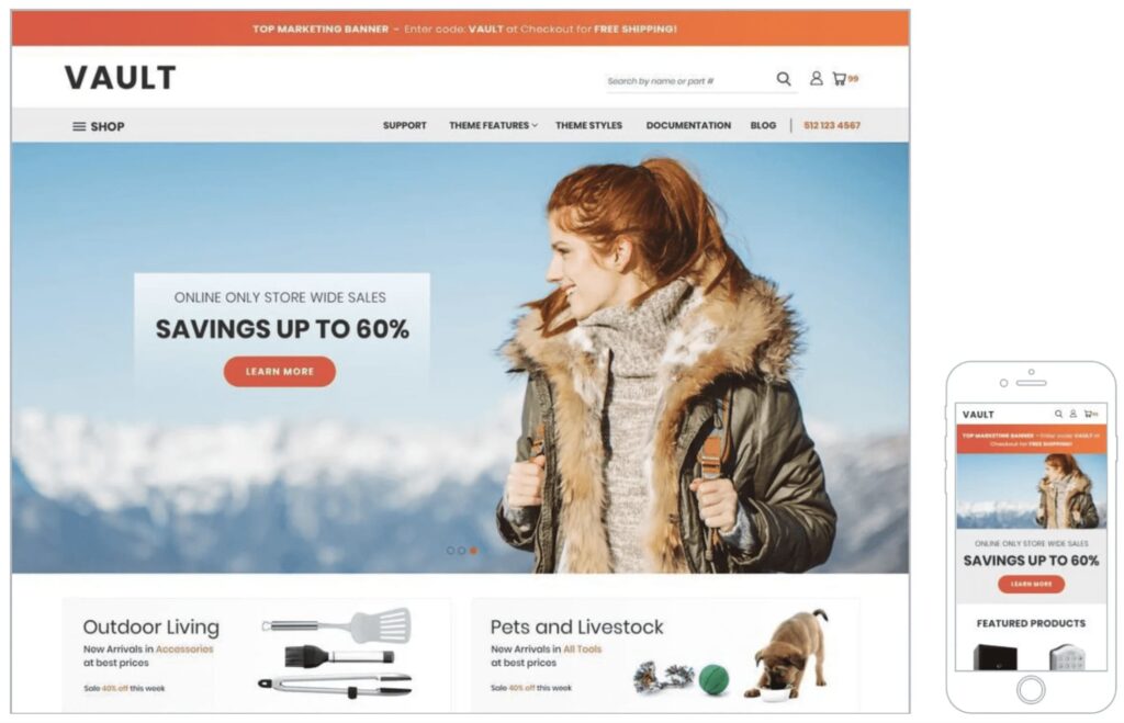 A website that is empowered by BigCommerce