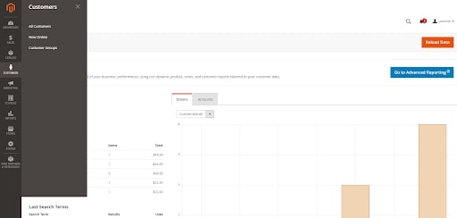 Magento Customers Tab