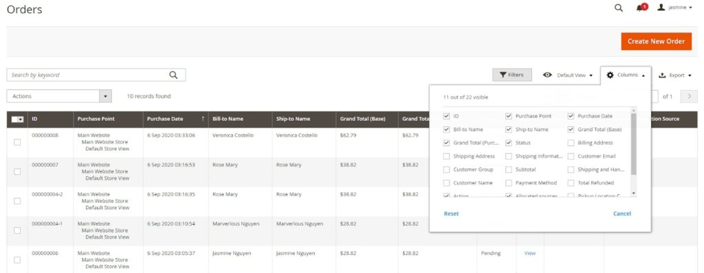 magento sales tab 1