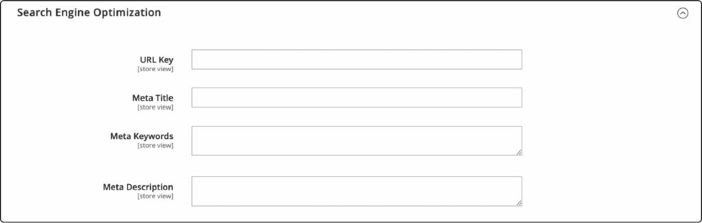 "Search Optimization" tab magento