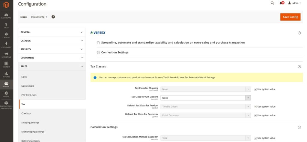 taxes configuration