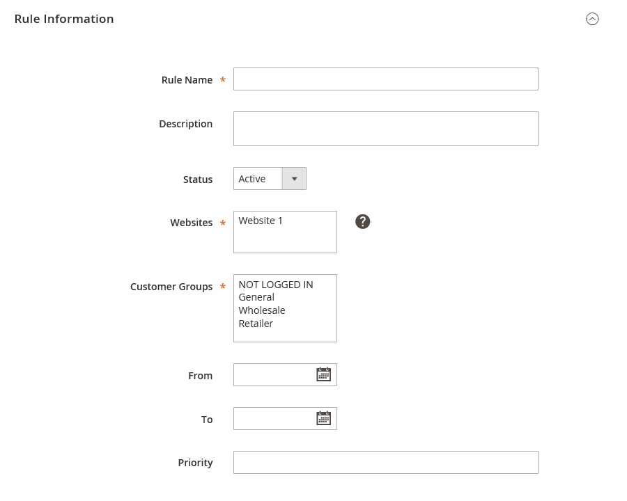 Catalog price rules information