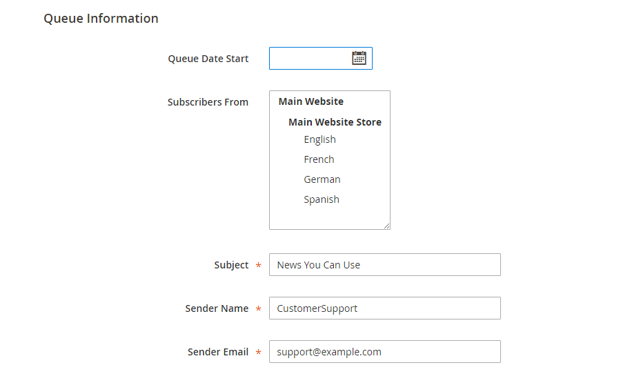 Magento 2 newsletter queue information