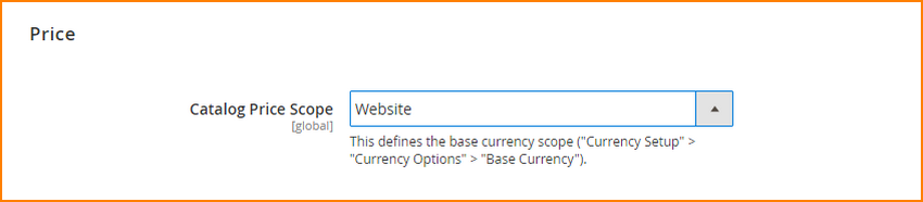 Set up catalog price scope in Magento 2