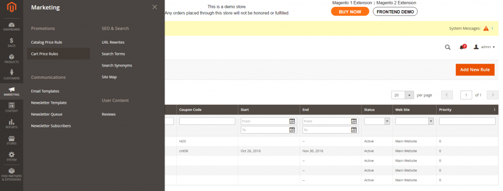 magento 2 cart price rule