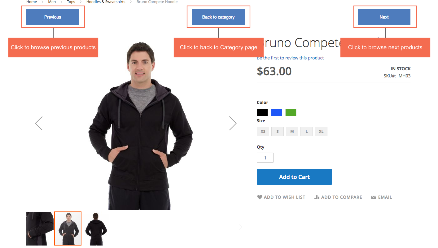 Previous Next button on Product Page for Magento 2