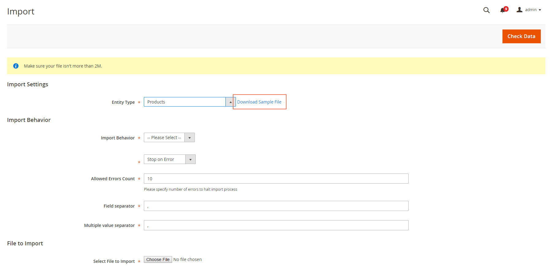 import setting 