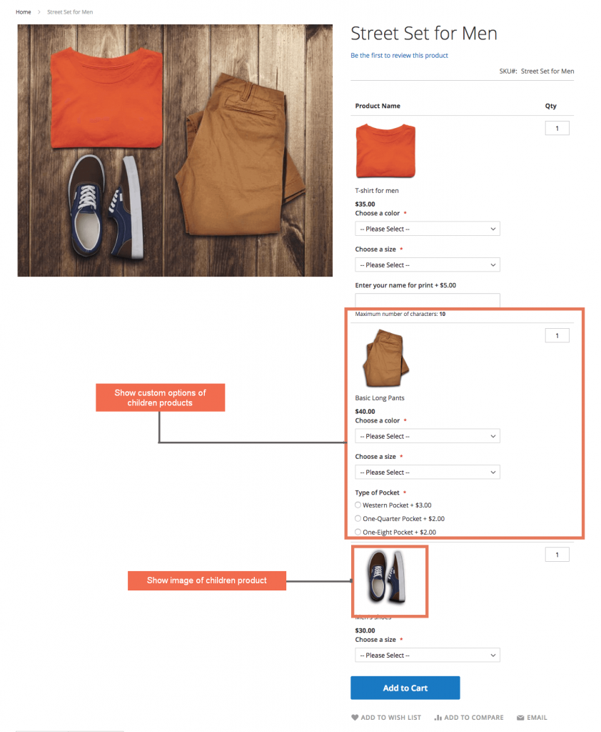 Magento 2 custom options extension by BSS - grouped products 