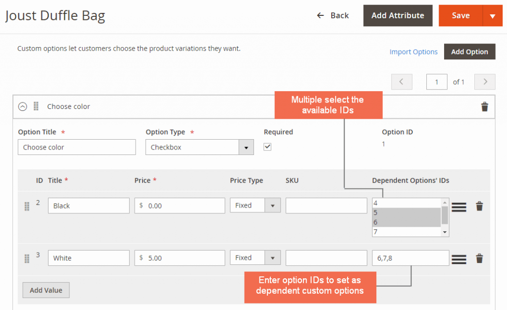 Magento 2 custom options extensions - dependent custom options