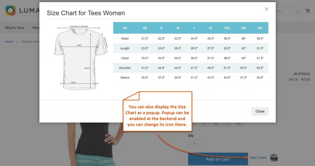 New Size Chart Magento 2