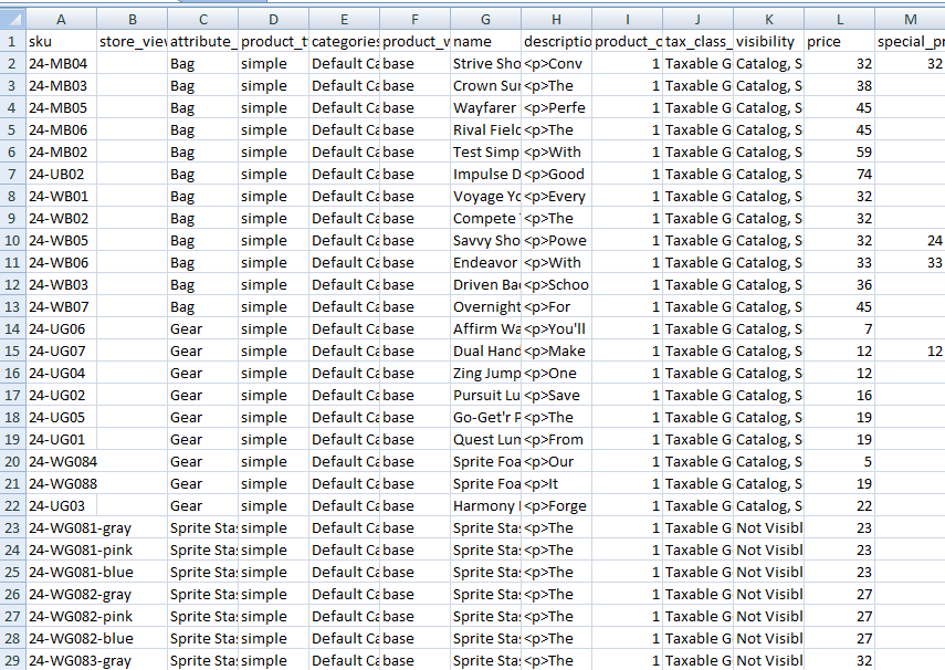 The CSV file export