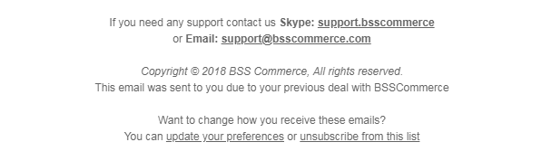 magento 2 email footer - the example from BSS Commerce